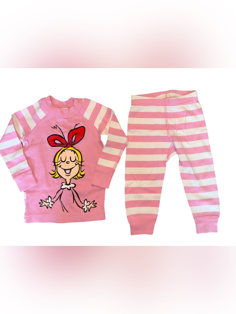 Hanna Andersson x The Grinch Cindy Lou Who Striped Pajama Set, Size 2T EUC